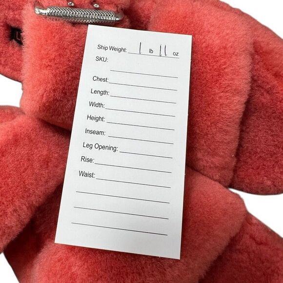 UGG Fuzz Yeah Sheepskin Sherpa Double Buckle Sandals Coral Pink Size 9 - Picture 11 of 11